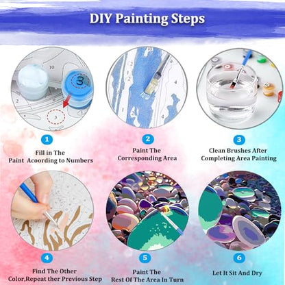 JUJUHOOD Beach Paint by Number Kits for Adults Beginner,Sunset Paint by Number Kit for Adults, Adult Paint by Number Canvas with Paintbrushes and Acrylic Pigment 16x20 inch,Sunset Beach - color: Sunset Beach