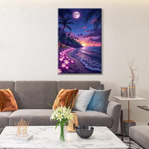 JOOZ Moon Paint by Numbers Kit for Adults with Frame 8x12 Inch - color: Moonlight 078