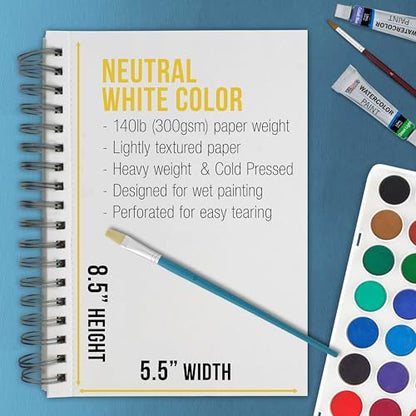 U.S. Art Supply 5.5" x 8.5" Premium Heavyweight Watercolor Paper Pad,3-Pack - size: 5.5-x-8.5-inch