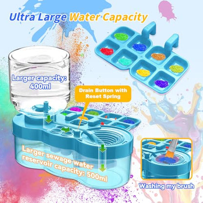 Upgraded Paint Brush Cleaner Tool,Brush Rinser Cup Painting Running Water Circulation Art Supplies for Acrylic,Watercolor and Water Based Creative Gift for Adult Artist Beginner and Painter - color: Blue