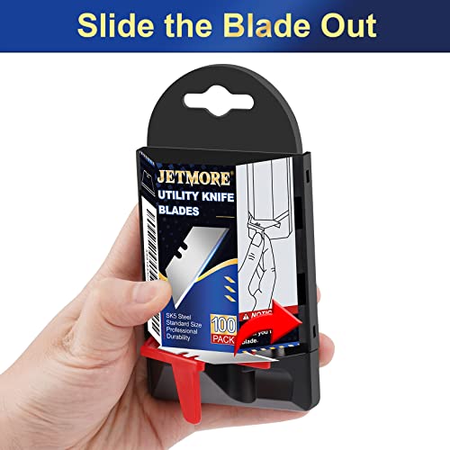 100 Pack Utility Knife Blades, Knife Blades, SK5 Razor Blades | SK5 steel stays sharp through cartons, carpet and vinyl, box cutter blades in a dispenser keep utility blades organized - size: 100 Pack