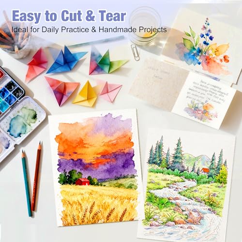 Creazic Watercolor Paper Pad, 9"x12", 140lb/300gsm Cold Press Artist Paper - color: Blue, size: 9" x 12" Glue Bound