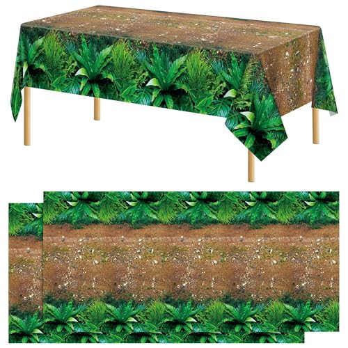 Kochorie 2 Pieces Forest Path Tablecloths Disposable Safari Jungle Table Cover Waterproof Woodland Table Cloth for Safari Jungle Birthday Party Supplies Picnic Camping Dining Day, 54 x 108 Inch - style: Forest Path