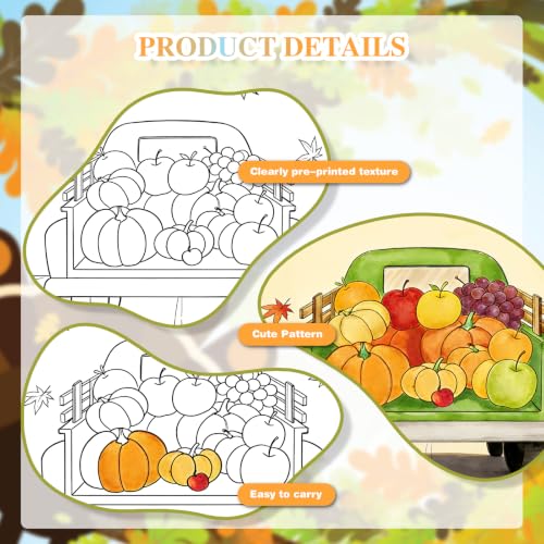 Fall 12 Packs Pre Drawn Canvas to Paint, Thanksgiving Pre Printed Canvas for Painting, Pre Stretched Canvas Outline Painting Boards for Beginners, Students, Party Favors(4 * 4in) - color: Fall