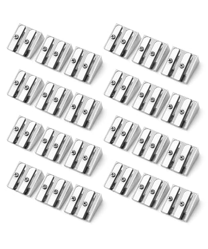 Mr. Pen- Handheld Metal Pencil Sharpener, 24 Pack | 2-Hole Dual Size (Standard & Jumbo), Silver Metal Manual Pencil Sharpeners for Graphite & Colored Pencils, School, Office - color: Steel, size: 24 Pack