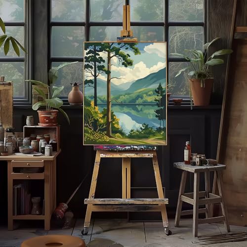 Natuyalo Paint by Numbers Kit for Adults - Forest Landscape Paint by Number on Canvas Without Frame, DIY Acrylic Painting for Ideal Gift Home Wall Decor (16x20 Inch) - color: ART-04