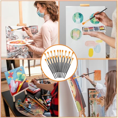 JJUNW 20 Pcs Small Brush Bulk for Detail Painting, Watercolor Paint Brushe Bulk Paint-Brushes Set for Acrylic Painting Oil Watercolor Face Nail Art Canvas Miniature Detailing & Rock-Painting