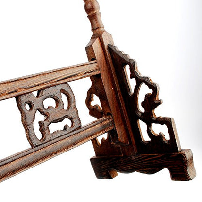 NWFashion Wood Carving Calligraphy Sumi Brush Hanger Calligraphy Rosewood Stand Shelf 12pins Chinese Brush Holder … (brush holder) - color: brush holder