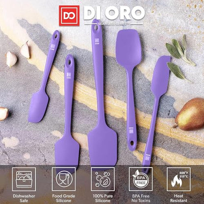 DI ORO Silicone Spatula Set - 600F Heat Resistant, 5-Pc Lavender - color: Lavender