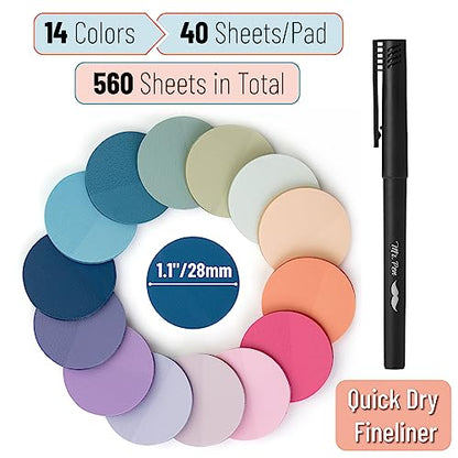 Mr. Pen- Round Transparent Sticky Notes, 1.1” Diameter, 14 Pads, 560 Sheets - color: Pastel, size: 560 pcs