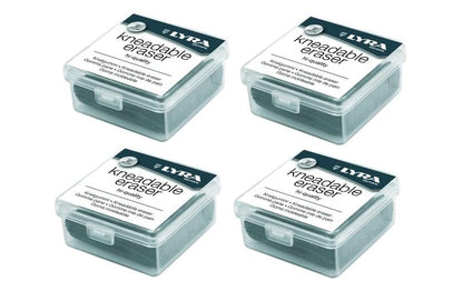 Lyra Drawing Art Kneading Erasers - Gray, Artist Drawing, Art Eraser, Charcoal Pastels, Moldable Putty Rubber Sketching Supplies, Design Eraser with Case - 4 Pack, Grey