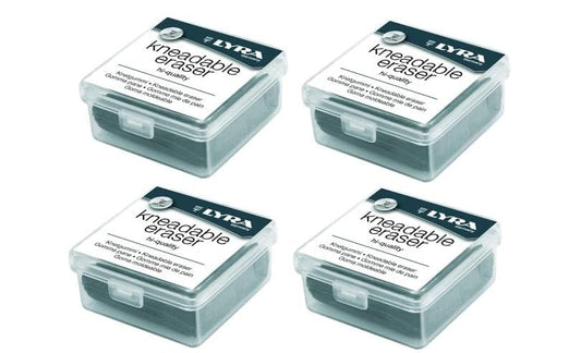 Lyra Drawing Art Kneading Erasers - Gray, Artist Drawing, Art Eraser, Charcoal Pastels, Moldable Putty Rubber Sketching Supplies, Design Eraser with Case - 4 Pack, Grey