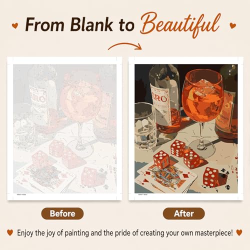 AUKELHJ Paint by Numbers Kit for Adults Beginner, Card Table, 16X20 Inch - color: 15-Card Table