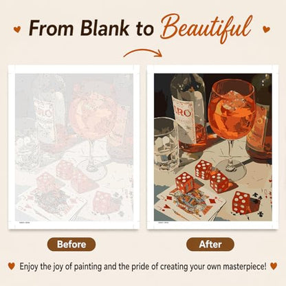 AUKELHJ Paint by Numbers Kit for Adults Beginner, Card Table, 16X20 Inch - color: 15-Card Table