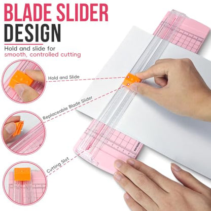 Rayson Paper Cutter Trimmer, A4 Size, 12" Craft Cutter, Light Pink - color: Pink