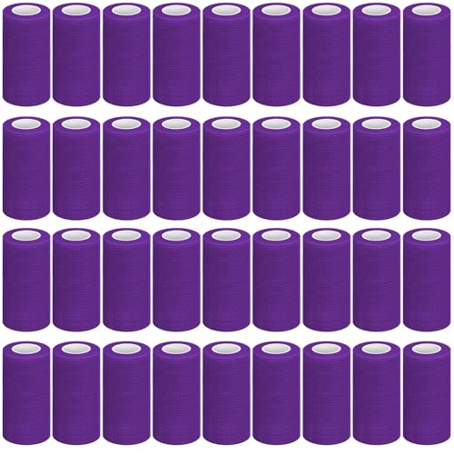 Treela 36 Pcs Self Adherent Bandage 4" X 5 Yard Wrap Breathable | Cohesive Bandage Elastic Adhesive Tape for Stretch Athletic Sports Wrist Ankle - color: Deep Purple, size: 4" X 5 Yard