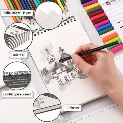 Jexine 20 Pcs Sketch Book Bulk 5.5"x8.5" Top Spiral Bound,Tree | 30 Sheet Each 100gsm Drawing Paper, Sketch Pads for Painting, Artist Sketchbooks Bulk, Art Paper for Students - style: Tree