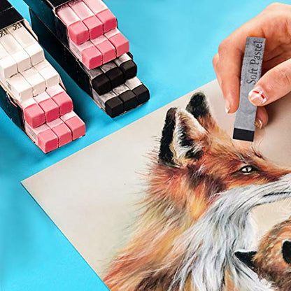 6 Pcs Soft Pastel Drawing Chalk Set Square Sketch Pastel Chalk Painting Sticks Drawing Sketching Pen Art Supplies Artists Beginners Non-Toxic Soft Pastel Stick Crayons for Teachers Professionals - color: black