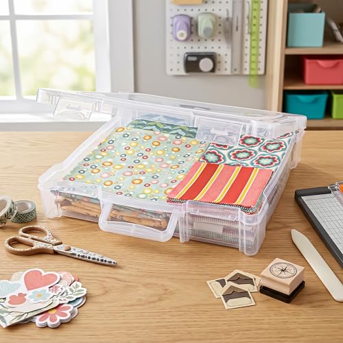 ArtBin 6913ZZ 12" x 12" Portable Art & Craft Organizer with Handle 3-Pack, [3] Plastic Storage Cases, Clear - size: 12" x 12" - 3-Pack