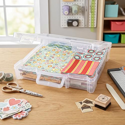 ArtBin 6913ZZ 12" x 12" Portable Art & Craft Organizer with Handle 3-Pack, [3] Plastic Storage Cases, Clear - size: 12" x 12" - 3-Pack