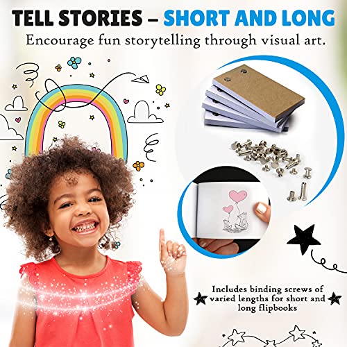 Flip Book Kit with LED Light Pad and Flipbook Paper, Animation Kit for Kids | Includes Starter Guide and Animation, A5 Light Box, Flip Book Animation Paper for Drawing, Binding Screws,Flip Books for Kids