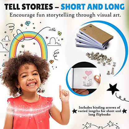 Flip Book Kit with LED Light Pad and Flipbook Paper, Animation Kit for Kids | Includes Starter Guide and Animation, A5 Light Box, Flip Book Animation Paper for Drawing, Binding Screws,Flip Books for Kids