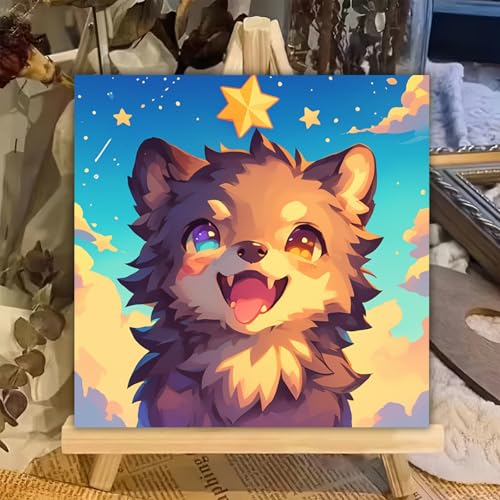 XTCIXAL Paint by Numbers Kit for Kids with Frame, Wolf, 8X8 inch - color: 13-Wolf