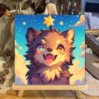 XTCIXAL Paint by Numbers Kit for Kids with Frame, Wolf, 8X8 inch - color: 13-Wolf