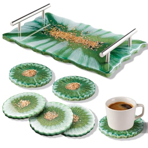 LET'S RESIN 6 Cavity Resin Coaster Molds and Tray Molds with Handle | Epoxy Resin Molds for Cup Mats, Coaster Silicone Molds for Flower Bouquet Preservation, DIY Art Craft and Home Decoration
