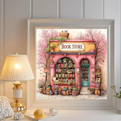 Bookstore Diamond Art Kits for Adults Round Diamond Painting 14x14 Inch - color: DD138