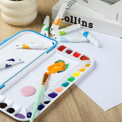 Mr. Pen- Airtight Watercolor Palette with Lid, 18 Wells & 2 Mixing Areas (Pack of 2) - color: Blue, size: 2 Pack