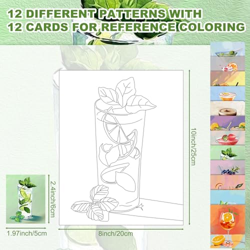 Affrolling 12 Pcs Pre Drawn Canvas for Painting for Adults 8 x 8 Inch Canvas Painting Kits Stretched with Drawing Ready to Paint Beginner Artists Date Night Party Supplies(Cocktail) - style: Cocktail