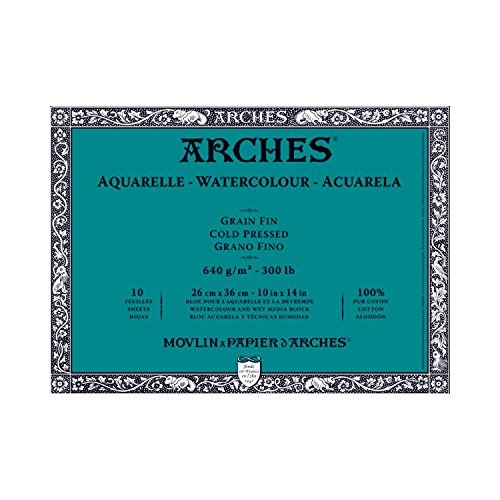 Arches 1795066 Watercolour Block 300 Lb, Cold Pressed, 10" X 14" - size: 10"x14"