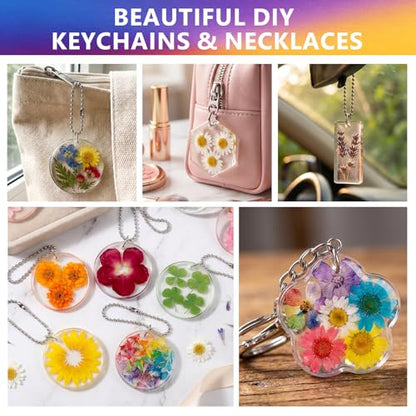 KISREL Epoxy Resin Kit for Beginners, Resin Kit with Molds, 16OZ Keychain Mold Resin Kit with Hole, 25-Cavity Clear Epoxy Resin with Silicone Earring Molds Ideal for Making Keychains, Craft Works - size: 16oz Key Chain Kit