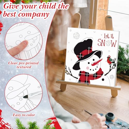 Sherr 12 Pcs Pre Drawn Canvas for Adults,Cute Xmas,8 x 8 Inch | Pre Printed Canvas, Sip and Paint Party Canvas Painting Kit, for Holiday Painting Crafts Favor - size: 8 x 8 Inch, style: Cute Xmas