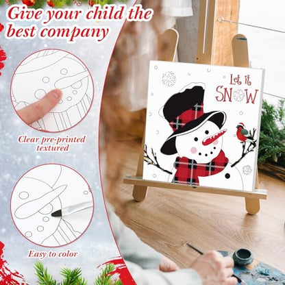 Sherr 12 Pcs Pre Drawn Canvas for Adults,Cute Xmas,8 x 8 Inch | Pre Printed Canvas, Sip and Paint Party Canvas Painting Kit, for Holiday Painting Crafts Favor - size: 8 x 8 Inch, style: Cute Xmas