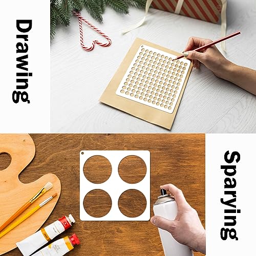 16 Pieces Circle Stencil Bubble Geometric Craft Stencil Polka Dot Stencils Mixed Media Circle Stencils for Painting on DIY Card Making Scrapbook Paper Fabric Pillows (16 Dot) - style: 16 Dot
