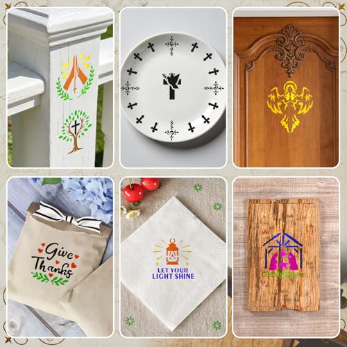 72 PCS 3x3 Inch Religion Christian Stencils for Painting - Religious Jesus Christ Cross Angels God Reusable Painting Templates on Wood, Glass, Fabric, Window Door Decor DIY Decoration - style: 72PCS Religion
