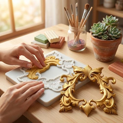 Baroque Relief Frame Polymer Clay Molds Photo Frame Silicone Mold | DIY Craft Epoxy Resin Casting Polymer Clay Tools Crafts Air Dry Jewelry Making - color: Style E