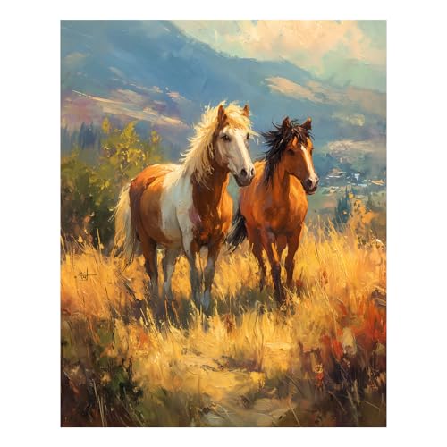Reivworl Horse Paint by Numbers Kit for Adults Beginner 16×20 inch | Horse Paint by Number Kits 16×20 inch, Crafts on Canvas with Gifts. - color: 13-Horse