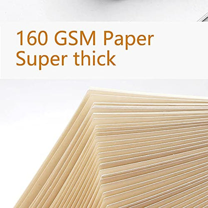 Retro Spiral Sketchbook Linen Hardcover 120 Pages 160GSM Thick Refillable Loose Leaf Notebook for Art Drawing Stationery School Supplies (Large) - size: Large