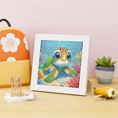 Arttoplus Sea Turtle Diamond Art Painting Kits for Kids with Frame(7x7inch) - color: CC1004-US