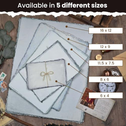 LEATHER VILLAGE Grey Deckled Edge Handmade Watercolor Paper 6x8 - color: Grey Toned, size: 8"X6"