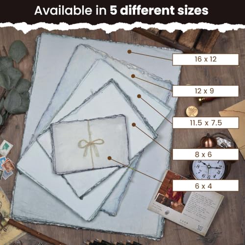 LEATHER VILLAGE Grey Deckled Edge Handmade Watercolor Paper 7.5x11.5 - color: Grey Toned, size: 7.5"x11.5"