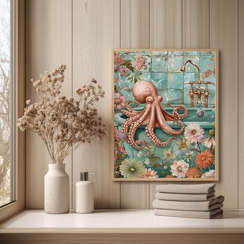 Reivworl Animal Paint by Numbers Kit for Adults Beginner 16×20 inch | Animal Paint by Number Kits 16×20 inch, Crafts on Canvas with Gifts. - color: 10-Octopus