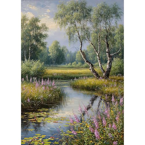 Auremi Nature Diamond Art Painting Kits for Adults, 5D Landscape Diamond Art Kit for Beginners, DIY Round Full Drill Diamonds Paintings Gem Art for Home Wall Decor Gift 12X16 Inch - color: Diamond Painting 005