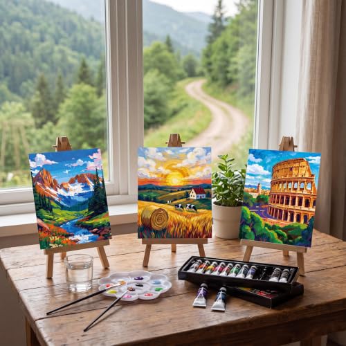 Sherr 24 Pcs Pre Drawn Canvas for Painting Adult Pre Printed Canvas Bulk Sip and Paint Kit Stretched Panels Paint Set for Theme Valentine Painting Night Party Favor (Beach,Scenery,8 x 10 Inch) - size: 8 x 10 Inch, style: Beach,Scenery