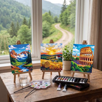 Sherr 24 Pcs Pre Drawn Canvas for Painting Adult Pre Printed Canvas Bulk Sip and Paint Kit Stretched Panels Paint Set for Theme Valentine Painting Night Party Favor (Beach,Scenery,8 x 10 Inch) - size: 8 x 10 Inch, style: Beach,Scenery