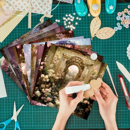Scrapbook Paper, 24 Sheets 6"×6" 160gsm Single-Sided Patterned Cardstock - color: 24 sheets-gate of dream
