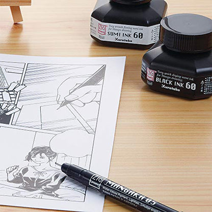 Zig Sumi Pen Ink 60ml, Black